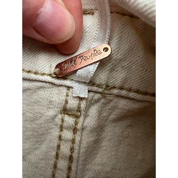 Free People Women 6 Mini Skirt Splendor In The Grass Tie Waist Linen Denim White - Picture 6 of 14